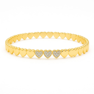 Gold Hearts Kada Bracelet for Women