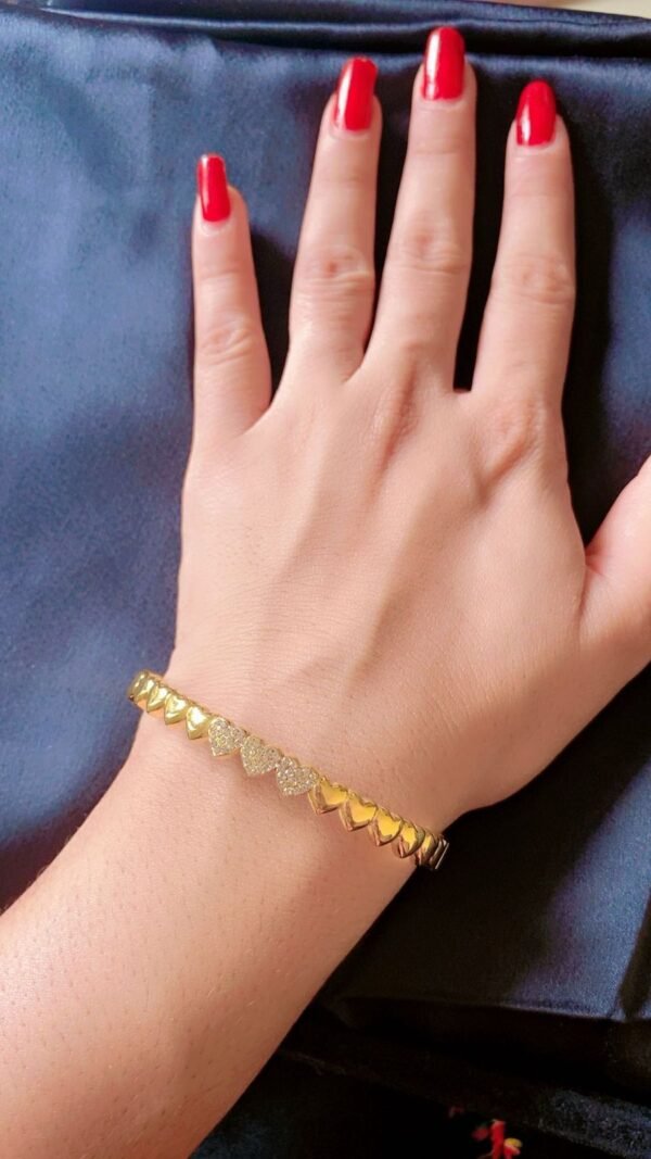 Gold Hearts Kada Bracelet for Women By Just Jewel - Image 3