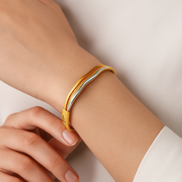 Tri-Color Gold Kada Bracelet for Women By Just Jewel - Image 2