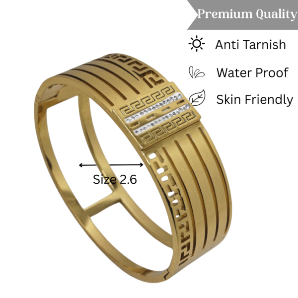 Athenyx Bold – Greek Key Gold Cuff Bracelet for Women - Image 3