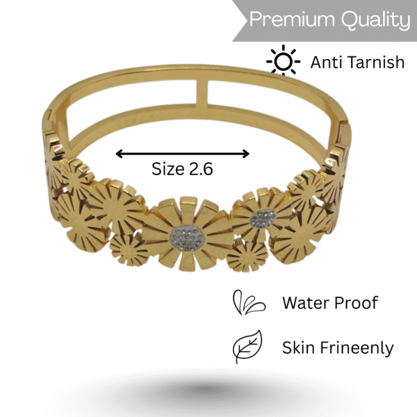 Florélle Bloom – Gold Floral Bracelet with Diamond Accents By Just Jewel - Image 3