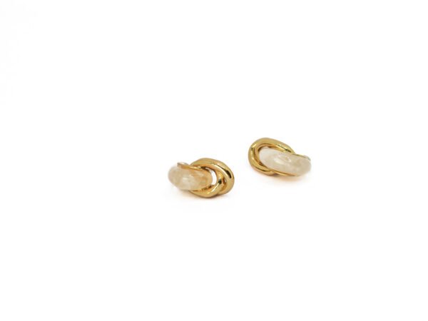 “Luna Embrace” Gold & Cream Sculpted Earrings - Image 2