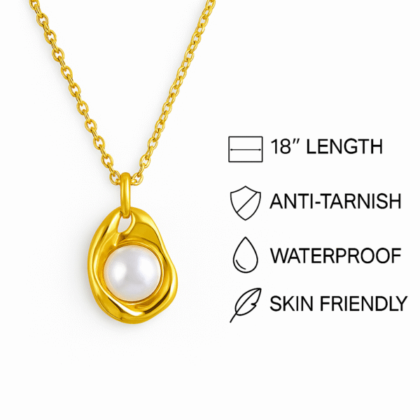 “Golden Embrace” Pearl Pendant Necklace - Image 3
