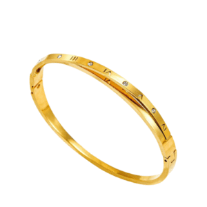 Chrona Luxe – Roman Numeral Gold Bracelet with Embedded Stones By Just Jewel