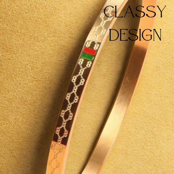 StriLux Emblem – Gold Engraved Bracelet with Tricolor Accent By Just Jewel - Image 2