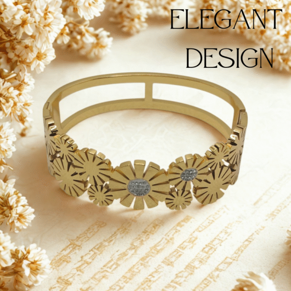 Florélle Bloom – Gold Floral Bracelet with Diamond Accents By Just Jewel - Image 2