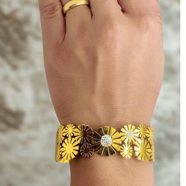 Florélle Bloom – Gold Floral Bracelet with Diamond Accents By Just Jewel - Image 3