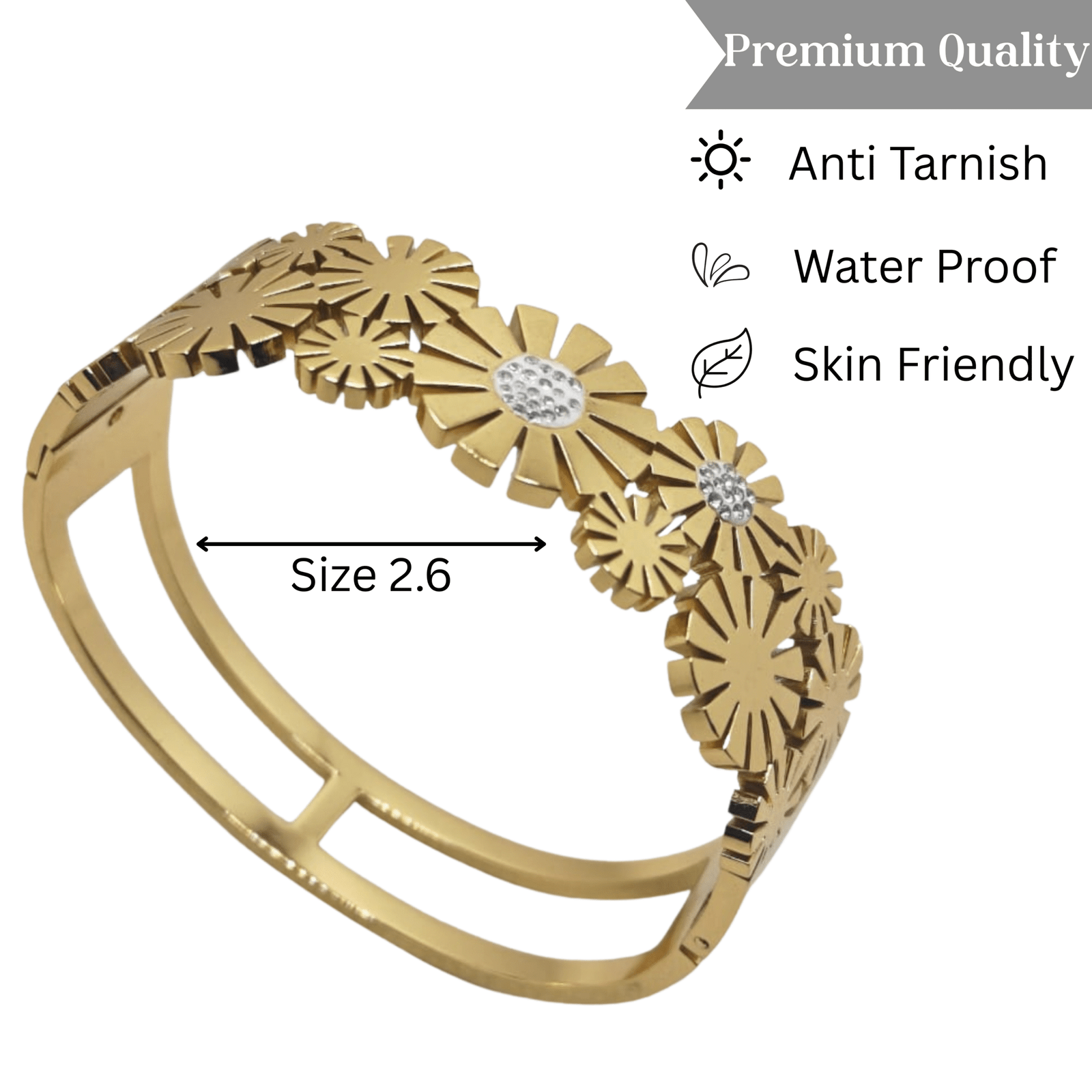 Florélle Bloom – Gold Floral Bracelet with Diamond Accents By Just Jewel - Image 3