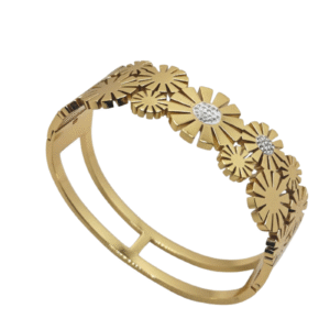 Florélle Bloom – Gold Floral Bracelet with Diamond Accents By Just Jewel