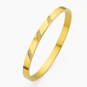 Trivara Gleam – Gold Bracelet with Triple Diagonal Diamond Clusters By Just Jewel