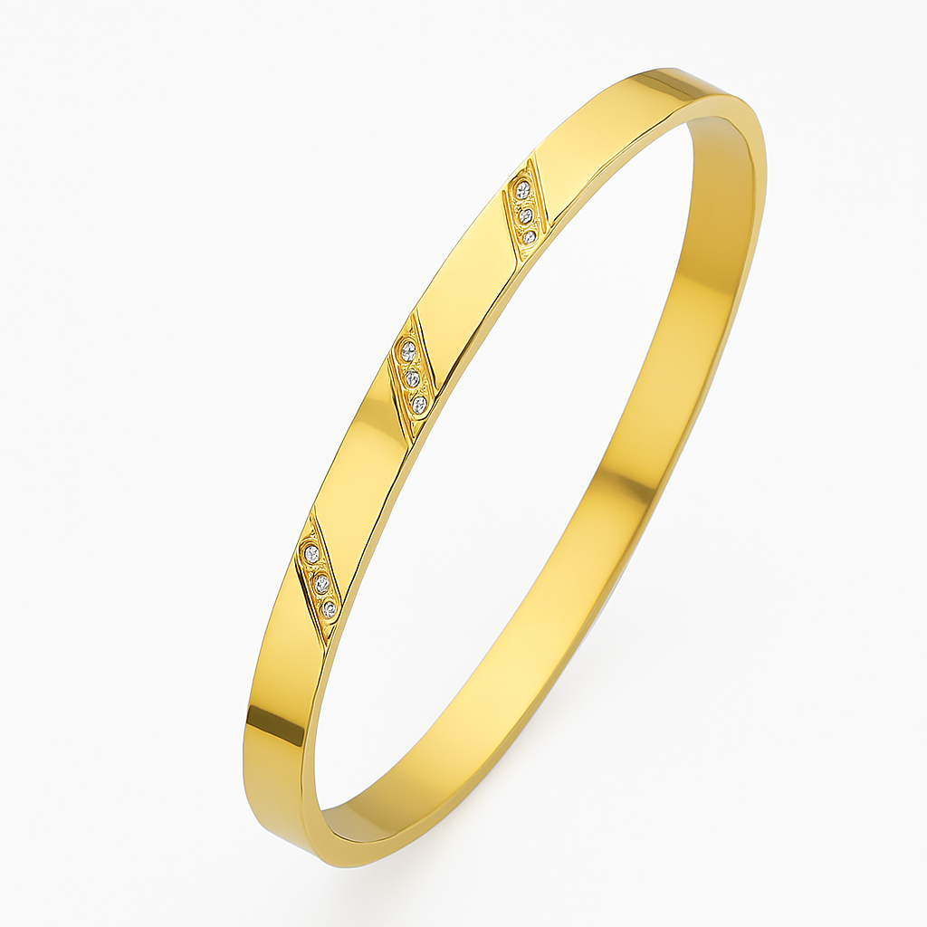 Trivara Gleam – Gold Bracelet with Triple Diagonal Diamond Clusters By Just Jewel