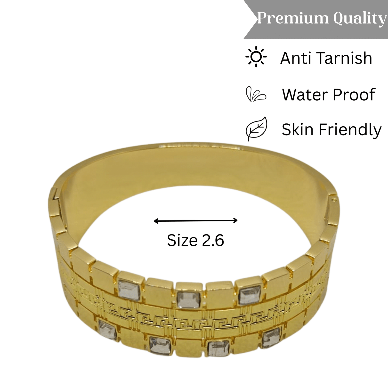 Aurix Grid – Gold Square-Link Bracelet with Embedded Stones for Women By Just Jewel - Image 3