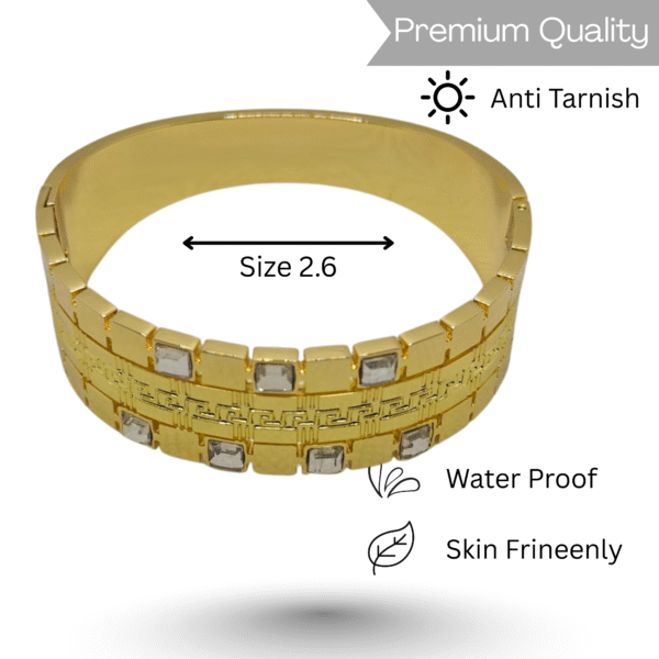 Aurix Grid – Gold Square-Link Bracelet with Embedded Stones for Women By Just Jewel - Image 3