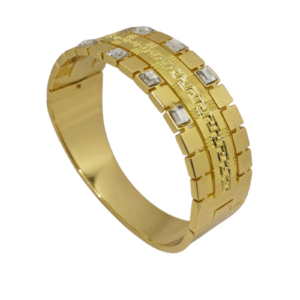 Aurix Grid – Gold Square-Link Bracelet with Embedded Stones for Women By Just Jewel