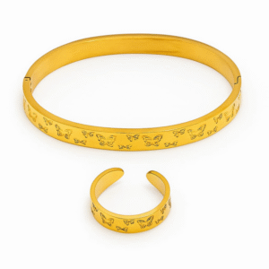 Butterfly Bloom Set – Gold Bracelet & Ring Duo By Just Jewel