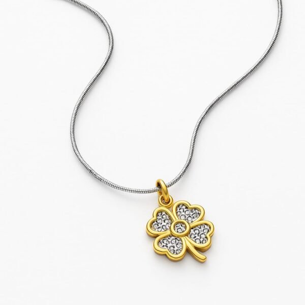 Lucky Clover Diamond Pendant Necklace - Image 2