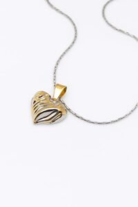 ZebraLuxe – Dual-Tone Heart Pendant