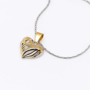 ZebraLuxe – Dual-Tone Heart Pendant
