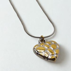 “Golden Embrace” Textured Heart Pendant Necklace