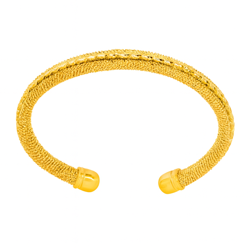 "Golden Mesh Crest" – Textured Open Cuff Bracelet