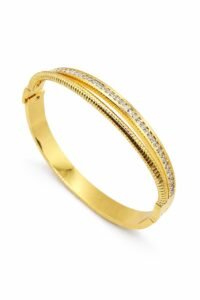 Elegant Dual-Tone Gold Bangle Bracelet By Just Jewel