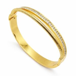 Elegant Dual-Tone Gold Bangle Bracelet By Just Jewel