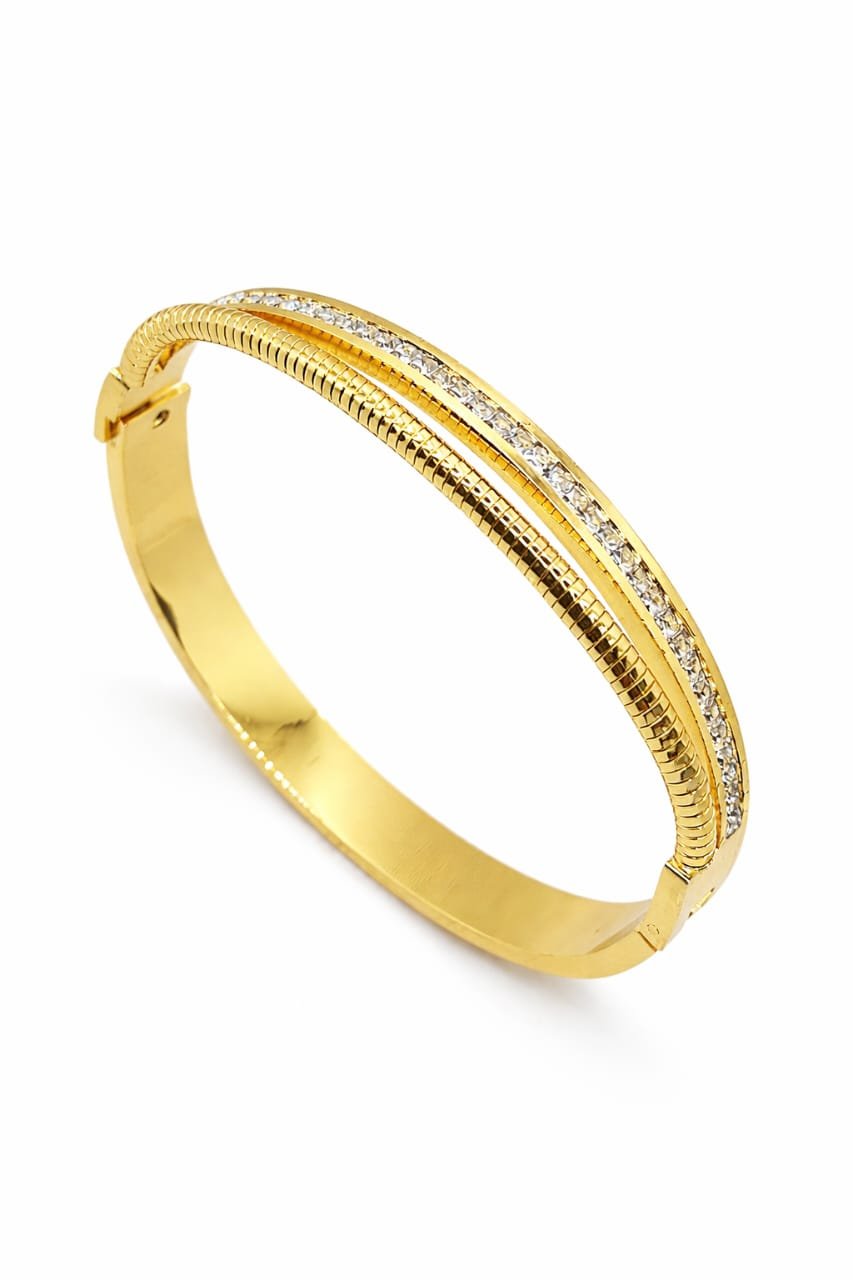 Elegant Dual-Tone Gold Bangle Bracelet By Just Jewel
