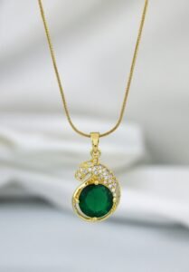 Emerald Panther Zircon Pendant | 18K Gold Plated Luxury Statement Necklace