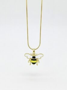 Golden Bumblebee Enamel Pendant | 18K Gold Plated Quirky Chain Necklace