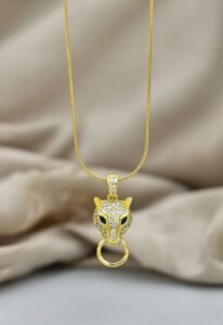 Luxury Zircon Panther Head Pendant | 18K Gold Plated Emerald Eye Necklace