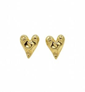 Aurum Amour Studs – Textured Gold Hearts
