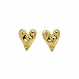 Aurum Amour Studs – Textured Gold Hearts