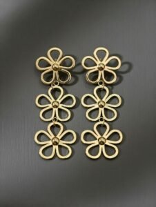 Golden Blossom Triple Tiered Drops | 18K Gold Plated Floral Earrings