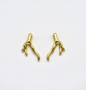 Golden Coral Branch Studs | Anti-Tarnish & 18K Gold Plated