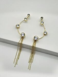 Starlight Crystal Waterfall Earline Hooks | 18K Gold Plated Tassel Earrings