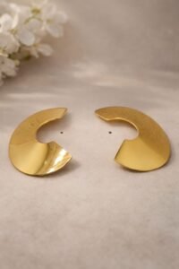 Golden Abstract Wave Studs | 18K Gold Plated Sculpted Earrings