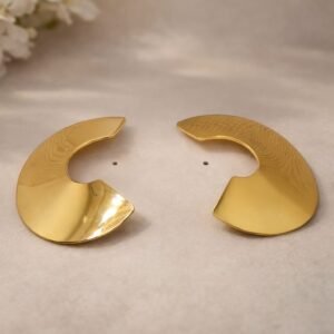 Golden Abstract Wave Studs 18K Gold Plated Earrings