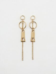 Golden Zip-Chain Drops | 18K Gold Plated Edgy Statement Earrings
