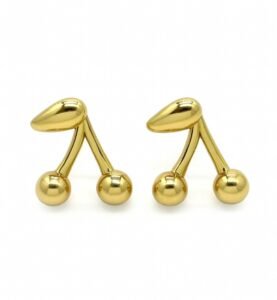 Aurum Cherry Cufflinks – Golden Pop of Play