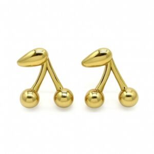 Aurum Cherry Cufflinks – Golden Pop of Play