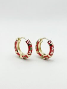 Festiva Charm Hoops – Red Enamel Gold Earrings