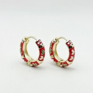 Festiva Charm Hoops – Red Enamel Gold Earrings