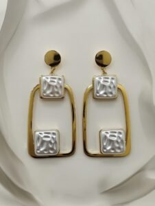 Golden Arctic Frame Drops | 18K Gold Plated Geometric Statement Earrings