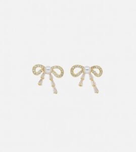 Aurum Belle Drops – Pearl Bow Cascade Earrings