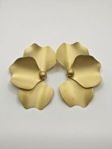 Golden Matte Oversized Petal Studs | 18K Gold Plated Floral Statement Earrings
