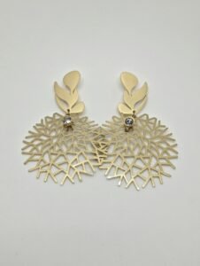 Golden Lattice Leaf Drops | 18K Gold Plated Artistic Statement Earrings