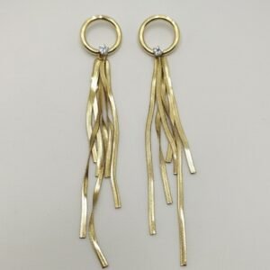 Golden Stream Solitaire Drops Gold Snake Chain Earrings