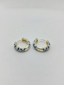 Ocean Muse Hoops – Blue Enamel Gold Earrings