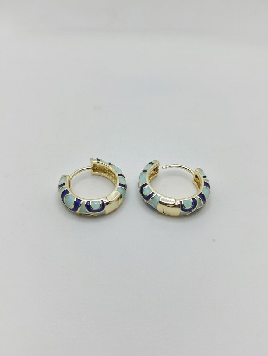 Ocean Muse Hoops – Blue Enamel Gold Earrings
