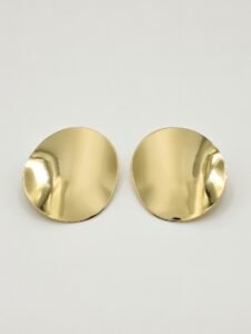 Golden Glam Hammered Disc Studs | 18K Gold Plated Party Wear Earrings